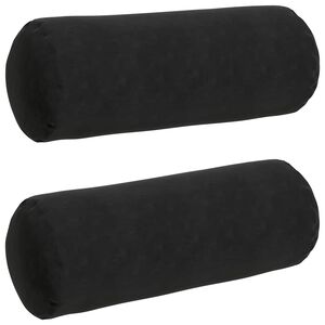 vidaXL Cojines Bolster 2 pcs Negro &Oslash; 25 x 70 cm Tela de pana