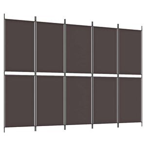 vidaXL Biombo divisor de 5 paneles de tela marr&oacute;n 250x180 cm