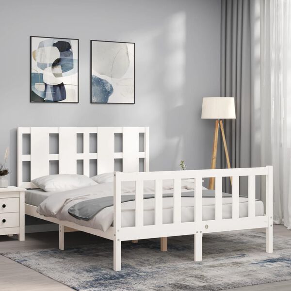vidaXL Estructura de cama sin colch&oacute;n madera de pino blanca 120x200 cm
