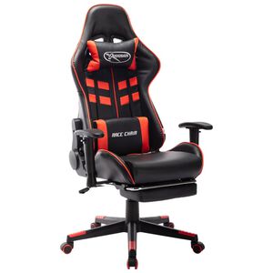 vidaXL Silla de gaming con reposapi&eacute;s cuero sint&eacute;tico negro y rojo