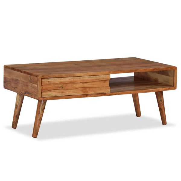 vidaXL Mesa de centro con caj&oacute;n tallado madera maciza 100x50x40 cm