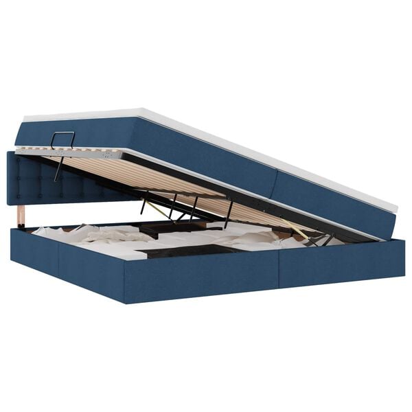 vidaXL Cama con almacenamiento y colch&oacute;n con colch&oacute;n Azul 200 x 200 cm