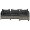 vidaXL Set de muebles de jard&iacute;n 4 pzas y cojines rat&aacute;n sint&eacute;tico gris