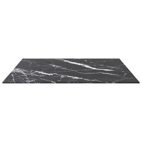 vidaXL Tablero mesa diseño mármol vidrio templado negro 70x70 cm 6 mm