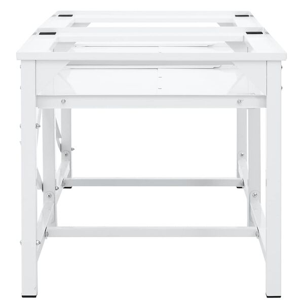 vidaXL Soporte pedestal doble lavadora con estantes extra&iacute;bles blanco