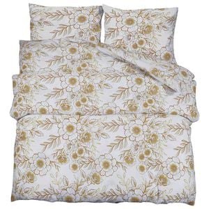 vidaXL Juego de funda n&oacute;rdica algod&oacute;n blanco y marr&oacute;n 140x200 cm