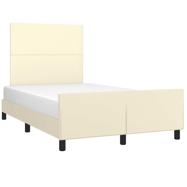 vidaXL Estructura de cama sin colch&oacute;n cuero sint&eacute;tico crema 120x190 cm