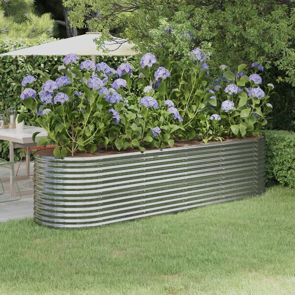 vidaXL Jardinera arriate acero galvanizado plata 296x80x68 cm