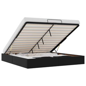 vidaXL Estructura de cama otomana sin colch&oacute;n cuero sint&eacute;tico negro