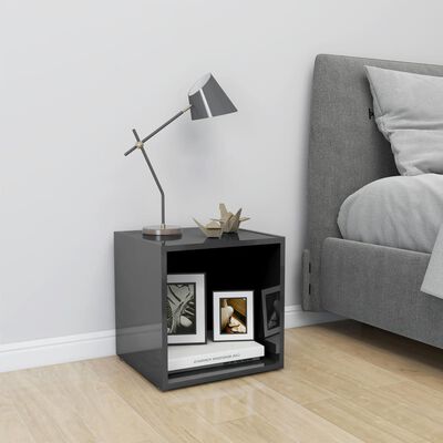 vidaXL Mueble para TV madera contrachapada gris brillo 37x35x37 cm