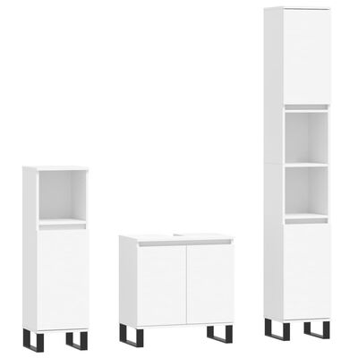 vidaXL Set de muebles de baño 3 piezas madera contrachapada blanco