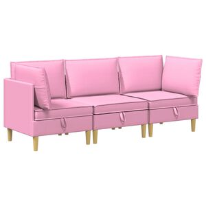 vidaXL Juego de sof&aacute; modular con almacenamiento 3 uds. Rosa Tela