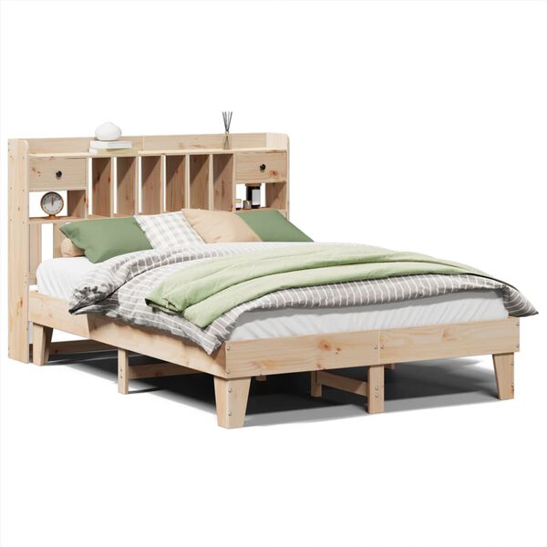 vidaXL Estructura de cama sin colch&oacute;n madera de pino blanca 140x200 cm