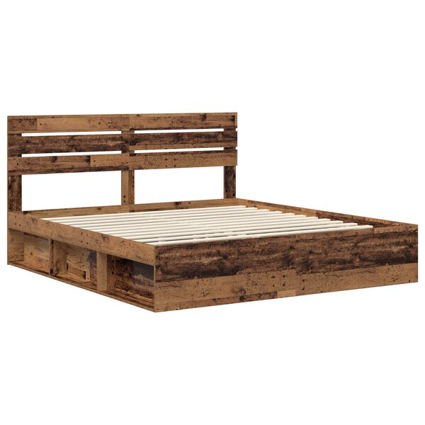 vidaXL Estructura de cama con cabecera Madera vieja 200 x 200 cm