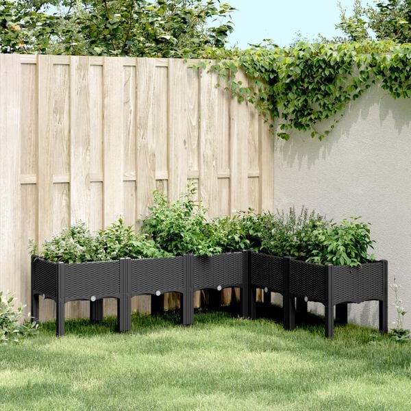 vidaXL Jardinera con patas PP negro 160x120x42 cm