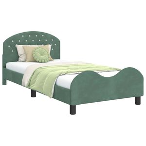 vidaXL Cama para niños con cabecero Verde Mar 90 x 200 cm Terciopelo