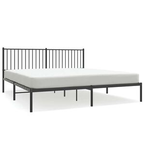 vidaXL Estructura cama sin colch&oacute;n con cabecero metal negro 180x200 cm