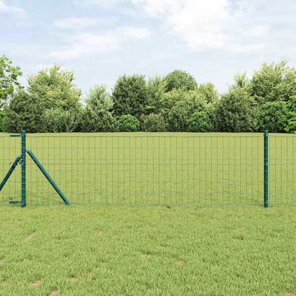 vidaXL Valla con Poste Verde 0,4 x 10 m Acero y PVC