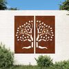 vidaXL Adorno pared jard&iacute;n 2 uds acero corten dise&ntilde;o &aacute;rbol 105x55 cm