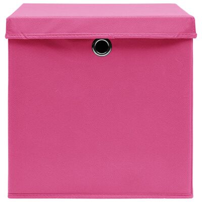 vidaXL Cajas de almacenaje con tapas 10 uds rosa 28x28x28 cm