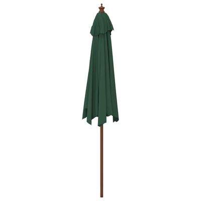 vidaXL Sombrilla de jardín con poste de madera verde 299x240 cm