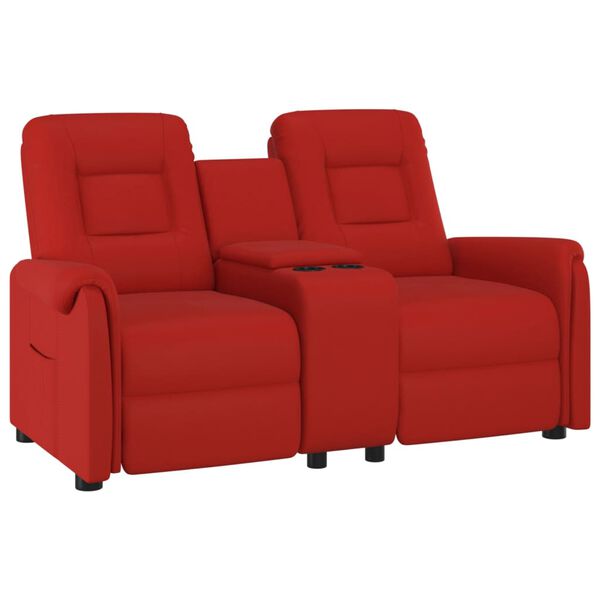 vidaXL Sill&oacute;n reclinable 2 plazas posavasos cuero sint&eacute;tico rojo tinto