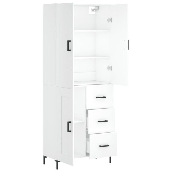 vidaXL Aparador alto madera contrachapada blanco 69,5x34x180 cm