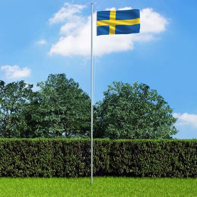 vidaXL Bandera de Suecia y mástil de aluminio 4 m