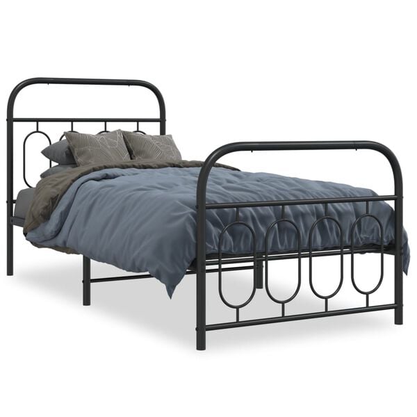 vidaXL Estructura cama sin colchón con estribo metal negro 80x200 cm