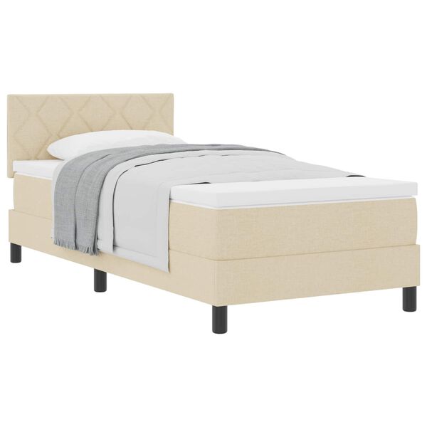 vidaXL Cama tipo Box Spring con colch&oacute;n Crema 90 x 190 cm tela