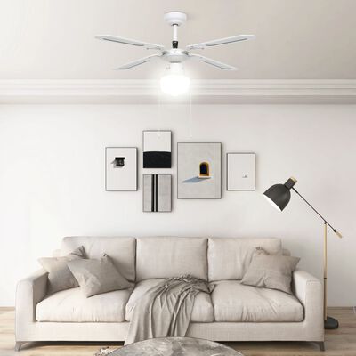 vidaXL Ventilador de techo con lámpara blanco 106 cm