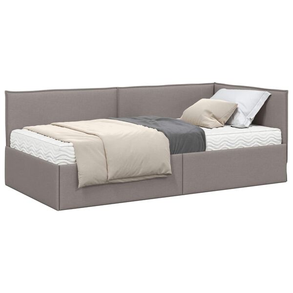 vidaXL Estructura de Cama Esquina con Colch&oacute;n 2 pcs Taup&eacute; Terciopelo