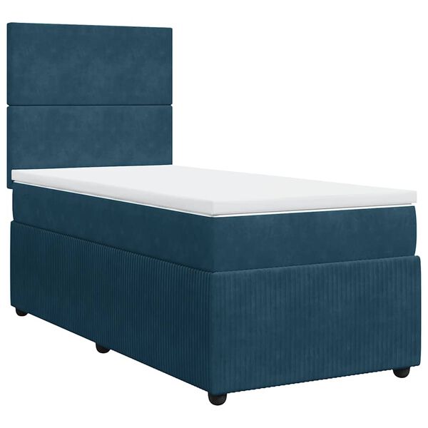 vidaXL Cama box spring con colch&oacute;n terciopelo azul 90x200 cm
