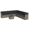 vidaXL Set de sof&aacute;s de jard&iacute;n 10 pzas con cojines rat&aacute;n sint&eacute;tico gris