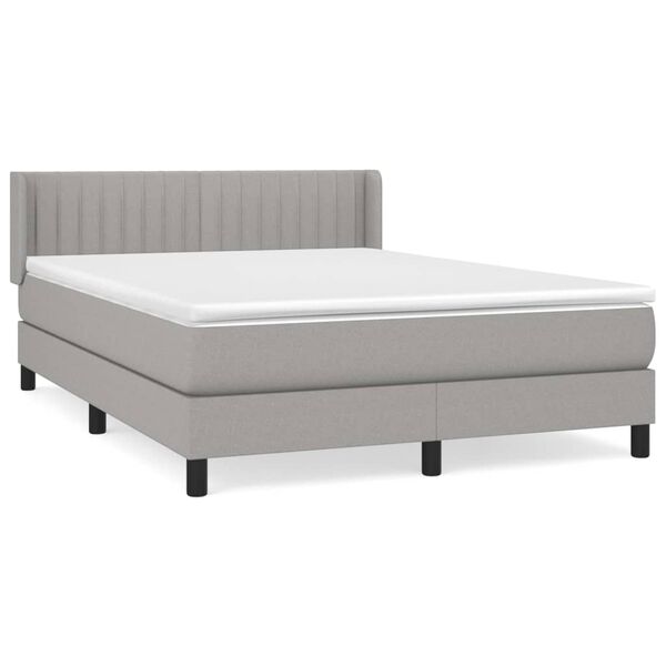 vidaXL Cama box spring con colch&oacute;n tela gris claro 140x200 cm
