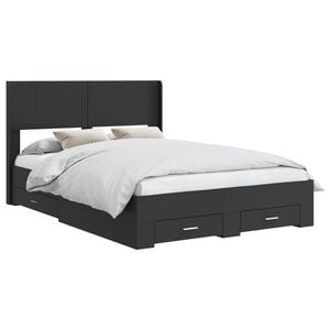 vidaXL Estructura de cama con almacenamiento y cabecero Negro