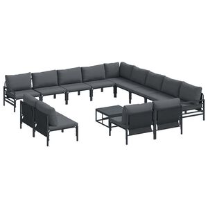 vidaXL Conjunto de sof&aacute;s de jard&iacute;n con coj&iacute;n 14 pcs Negro Acero