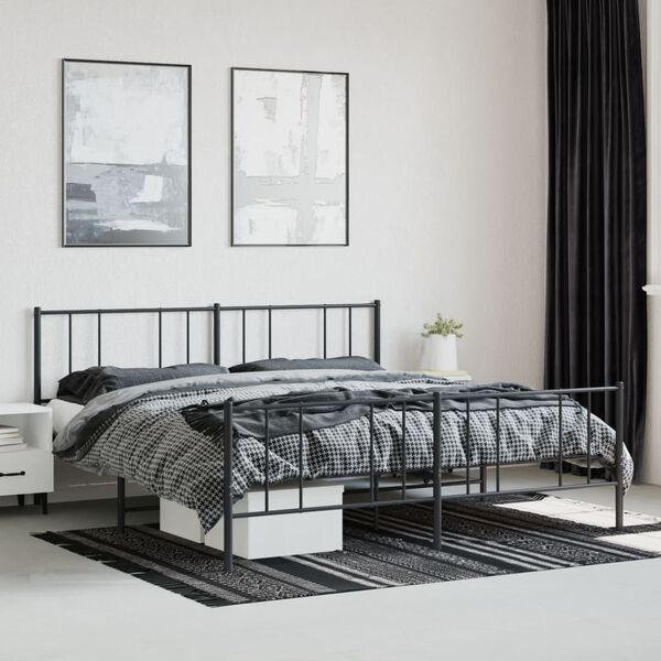 vidaXL Estructura cama sin colch&oacute;n con estribo metal negro 200x200 cm