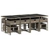 vidaXL Set comedor de jard&iacute;n con cojines 13 pzas rat&aacute;n sint&eacute;tico gris