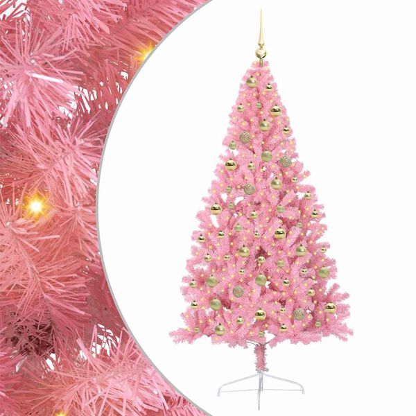 vidaXL &Aacute;rbol de Navidad Artificial Preiluminado Rosa 180 cm PVC