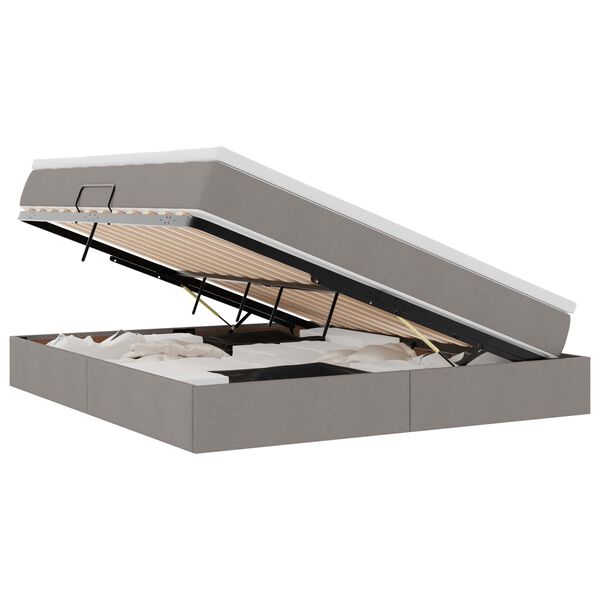 vidaXL Cama con almacenamiento y colchón Taupé 180 x 200 cm Poliéster