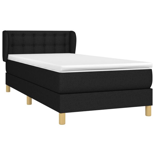 vidaXL Cama box spring con colch&oacute;n tela negro 90x190 cm