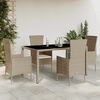 vidaXL Set comedor de jard&iacute;n 5 pzas con cojines rat&aacute;n sint&eacute;tico beige