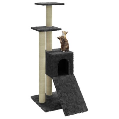vidaXL Rascador para gatos con postes de sisal gris oscuro 92 cm