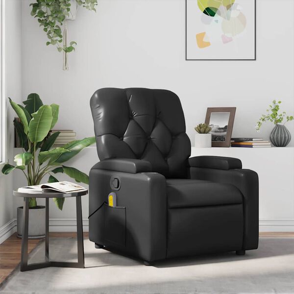 vidaXL Sill&oacute;n de masaje reclinable cuero sint&eacute;tico negro