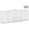 vidaXL Cestas de gaviones 15 uds forma de arco hierro 400x50x140/160cm