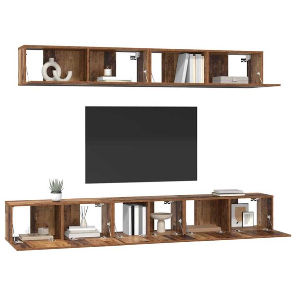 vidaXL Conjunto de mueble de TV Montaje en la pared 5 pcs Madera Vieja