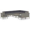vidaXL Set de muebles de jardín 11 pzas y cojines ratán sintético gris