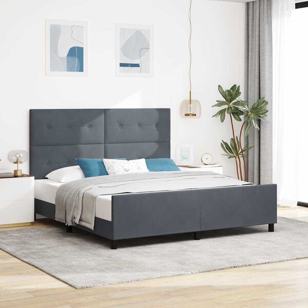 vidaXL Cama tipo Box Spring Gris oscuro 180 x 200 cm Terciopelo