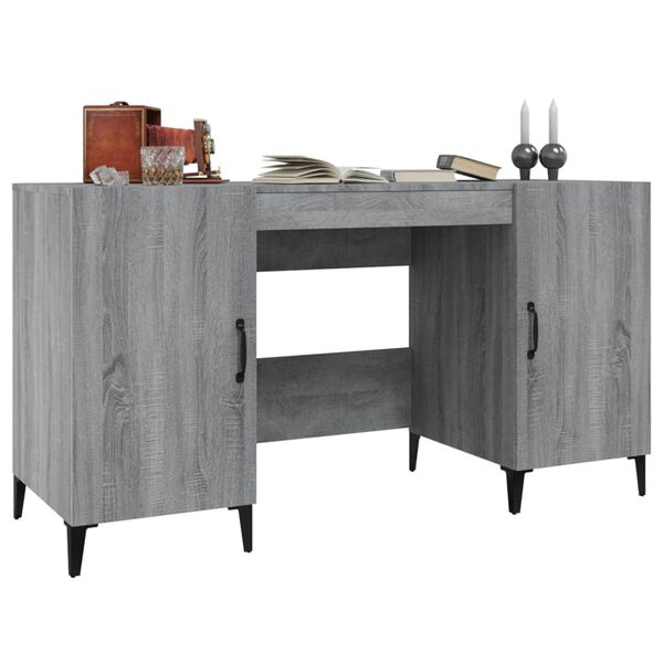 vidaXL Escritorio de madera contrachapada gris Sonoma 140x50x75 cm